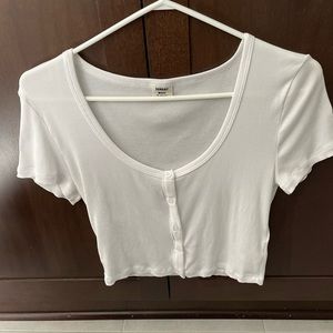 Sunday Best ribbed button up cropped t-shirt.